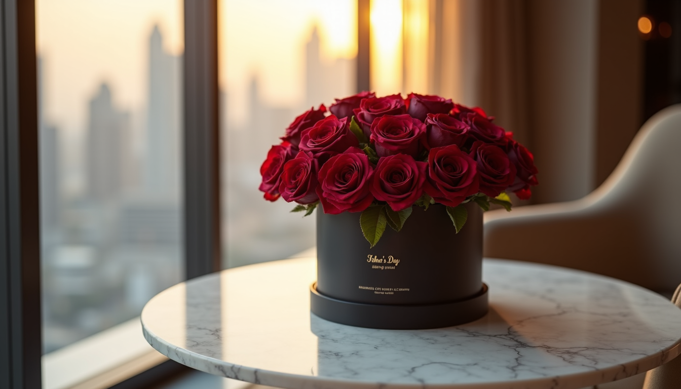 Luxury Father's Day flower arrangement in a Dubai penthouse — Upscale & Posh