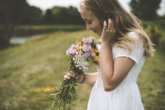 woman with flowers