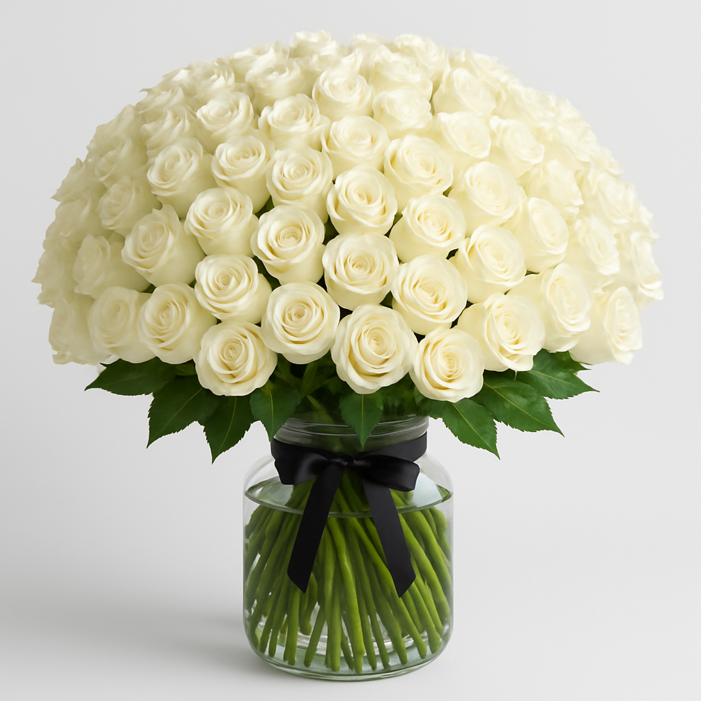 60 Signature White Roses #Size_Grand