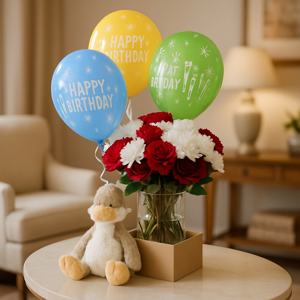 Always Yours Birthday Combo – Birthday Roses And Chrysanthemums Gift Set