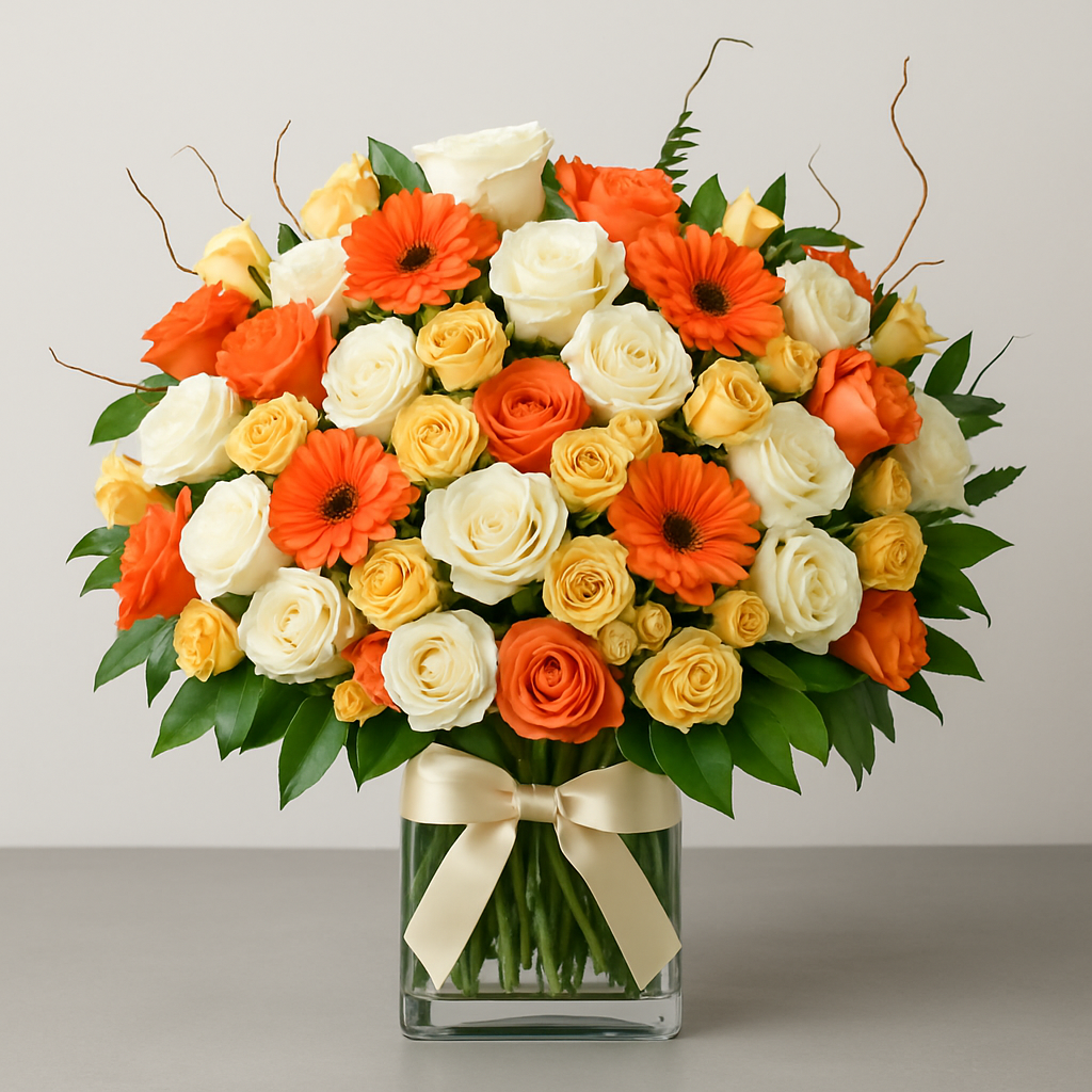 Arabian Jewel – Birthday Spray Roses And Roses Vase Arrangement #Size_Grand