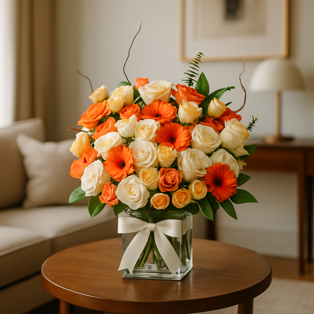 Arabian Jewel – Birthday Spray Roses And Roses Vase Arrangement