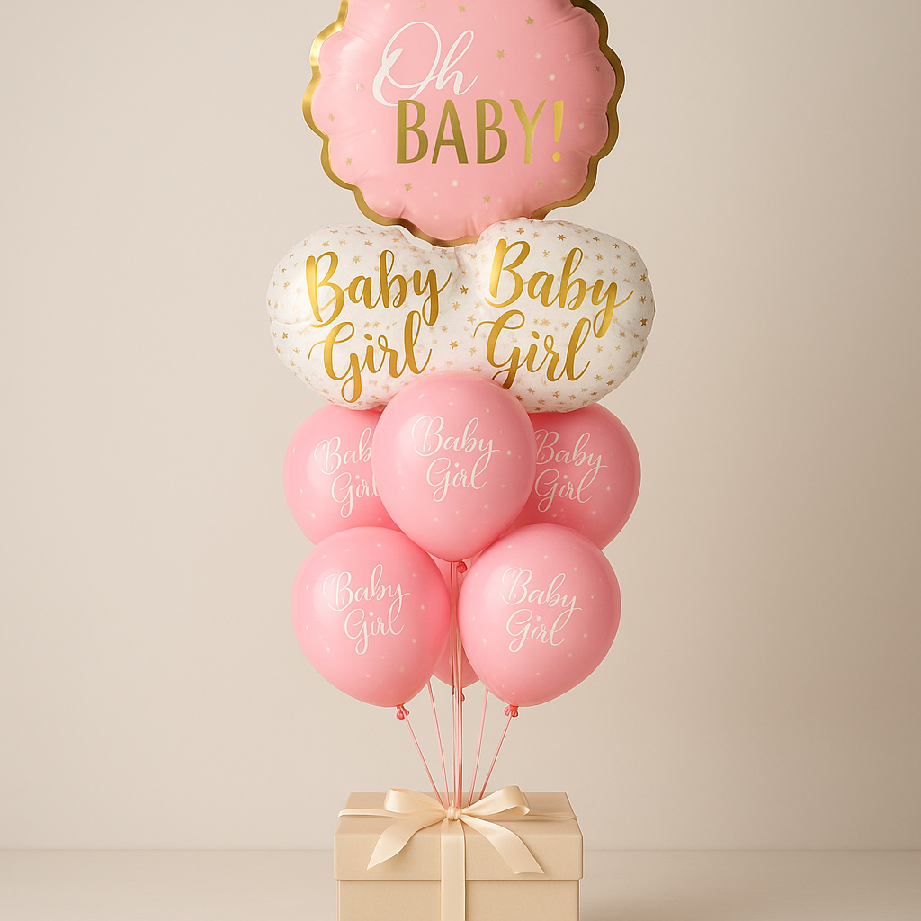 Oh Baby Girl Pink Balloons