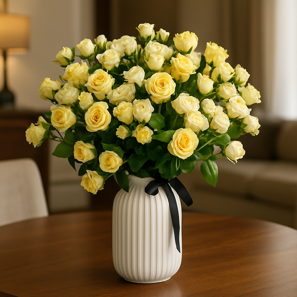 Beautiful Delights – Birthday Spray Roses And Roses Vase Arrangement