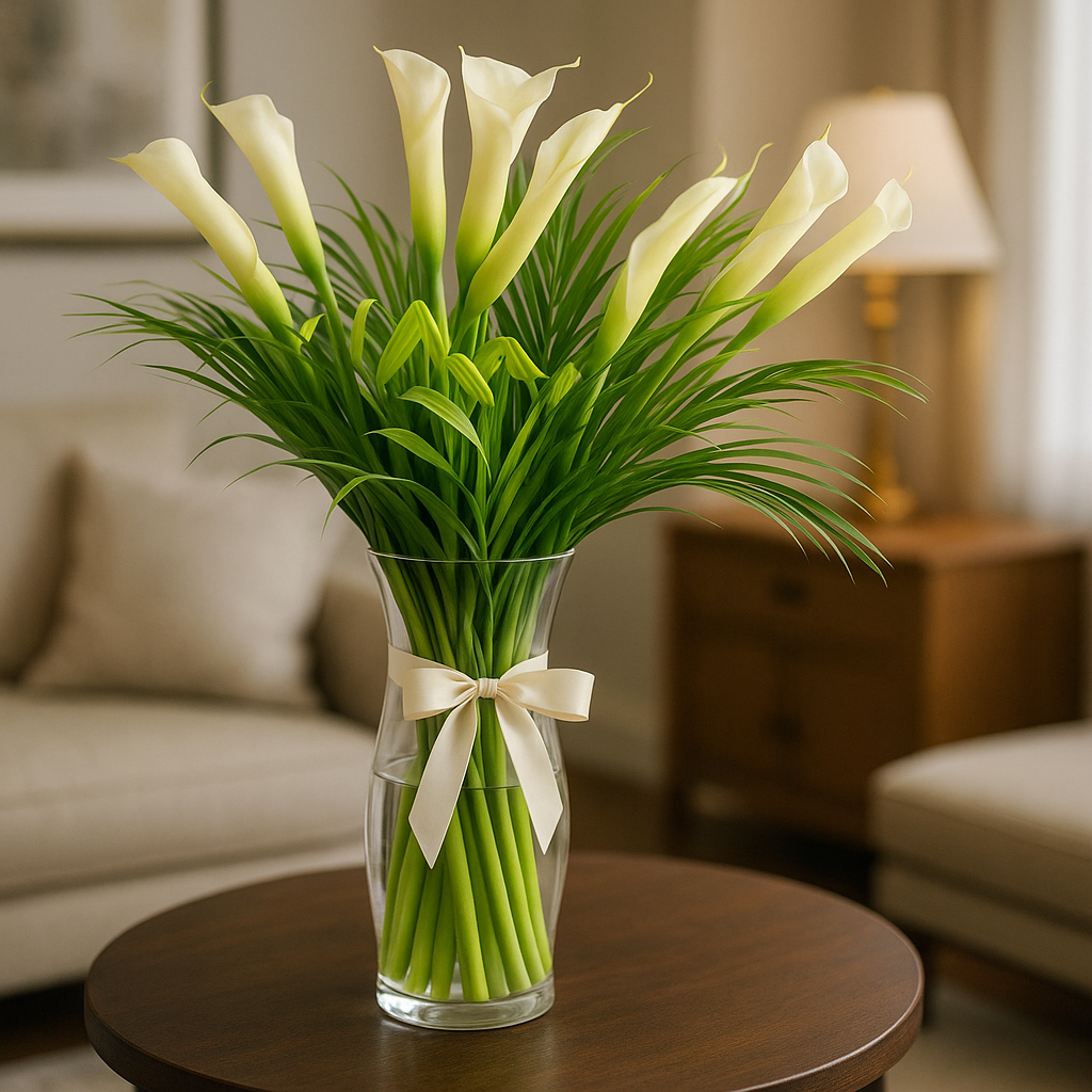 Calla Lily Bouquet with Vase – Birthday Lilies