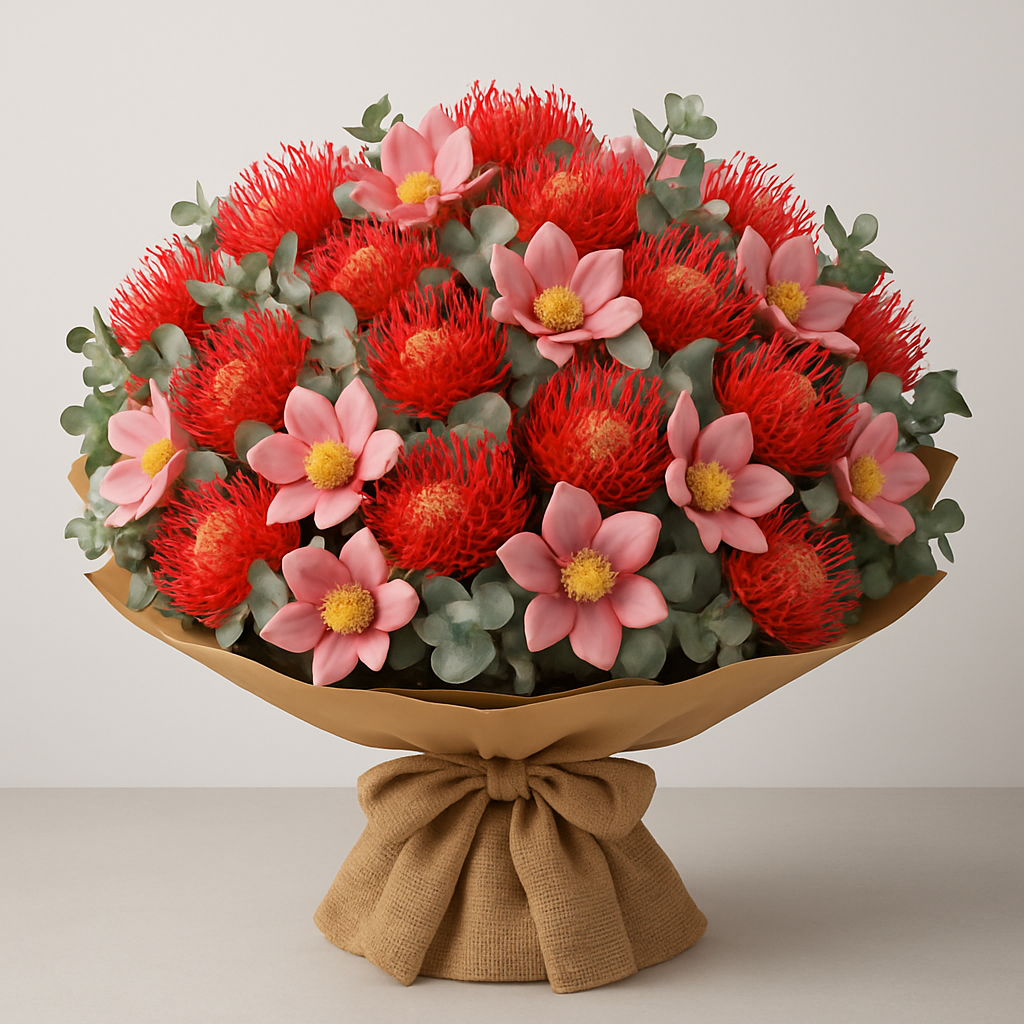 Coral Reef Bouquet – Birthday Eucalyptus Bouquet #Size_Grand