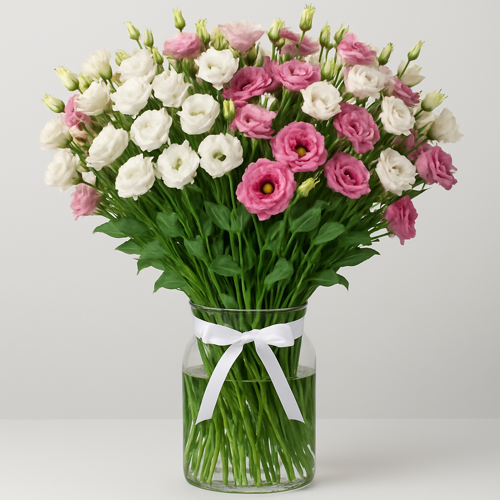 Designer's Collection #7 - Lisianthus – Romantic Carnations Vase Arrangement #Size_Grand