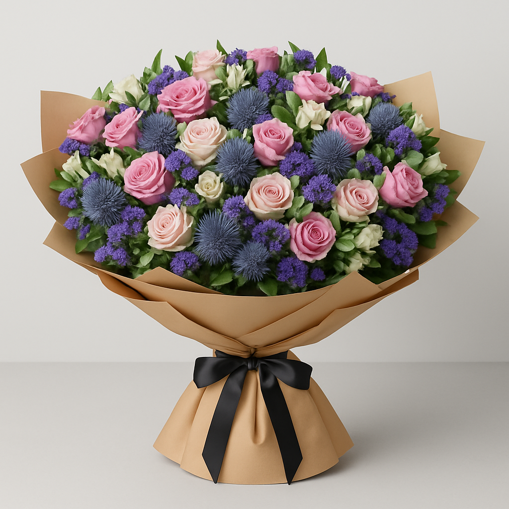 Garden Fresh – Birthday Roses And Alstroemeria Hand-Tied Bouquet #Size_Grand
