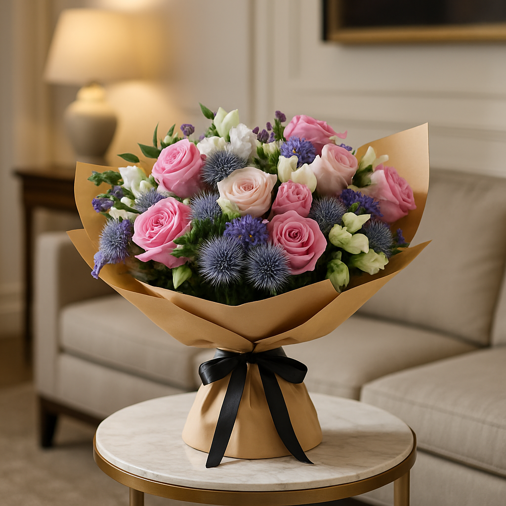 Garden Fresh – Birthday Roses And Alstroemeria Hand-Tied Bouquet