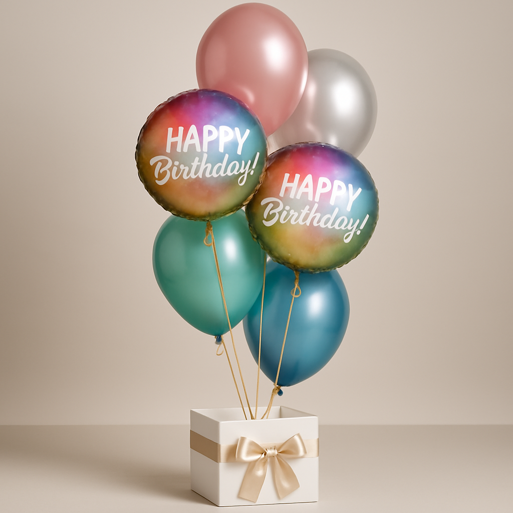 Happy Birthday Chrome Balloons