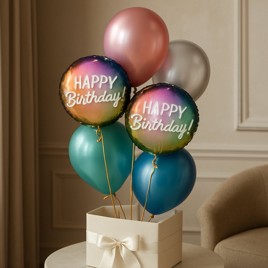 Happy Birthday Chrome Balloons