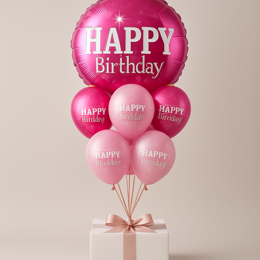 Happy Birthday Pink Sparkle With XL Mylar Balloons