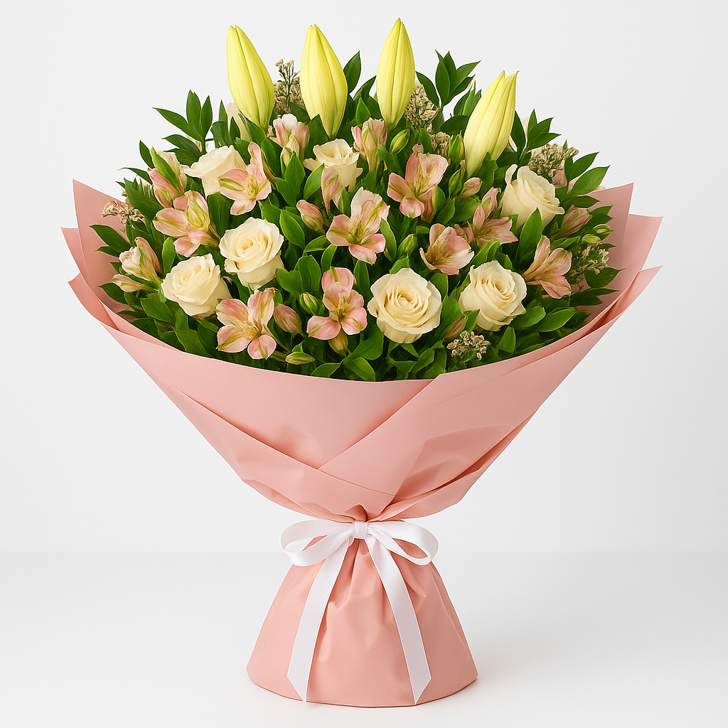 Holbeach – Birthday Roses And Lilies Bouquet #Size_Grand