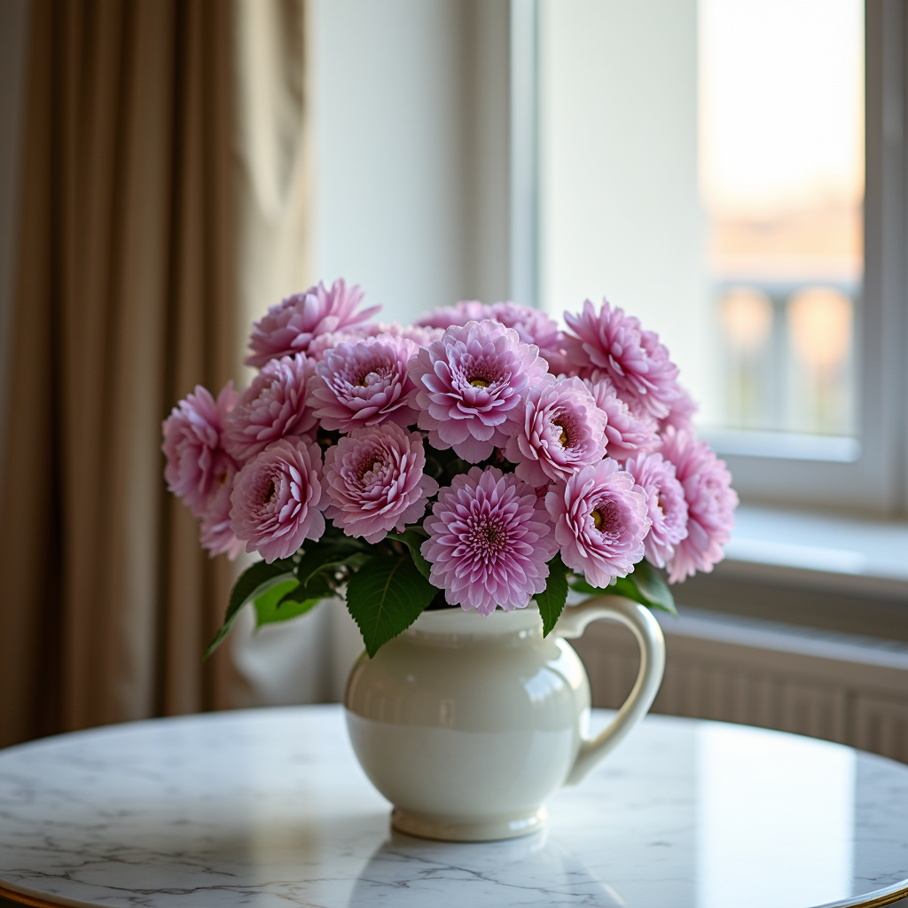 Lilac and Pink Bouquet – Chrysanthemums And Roses