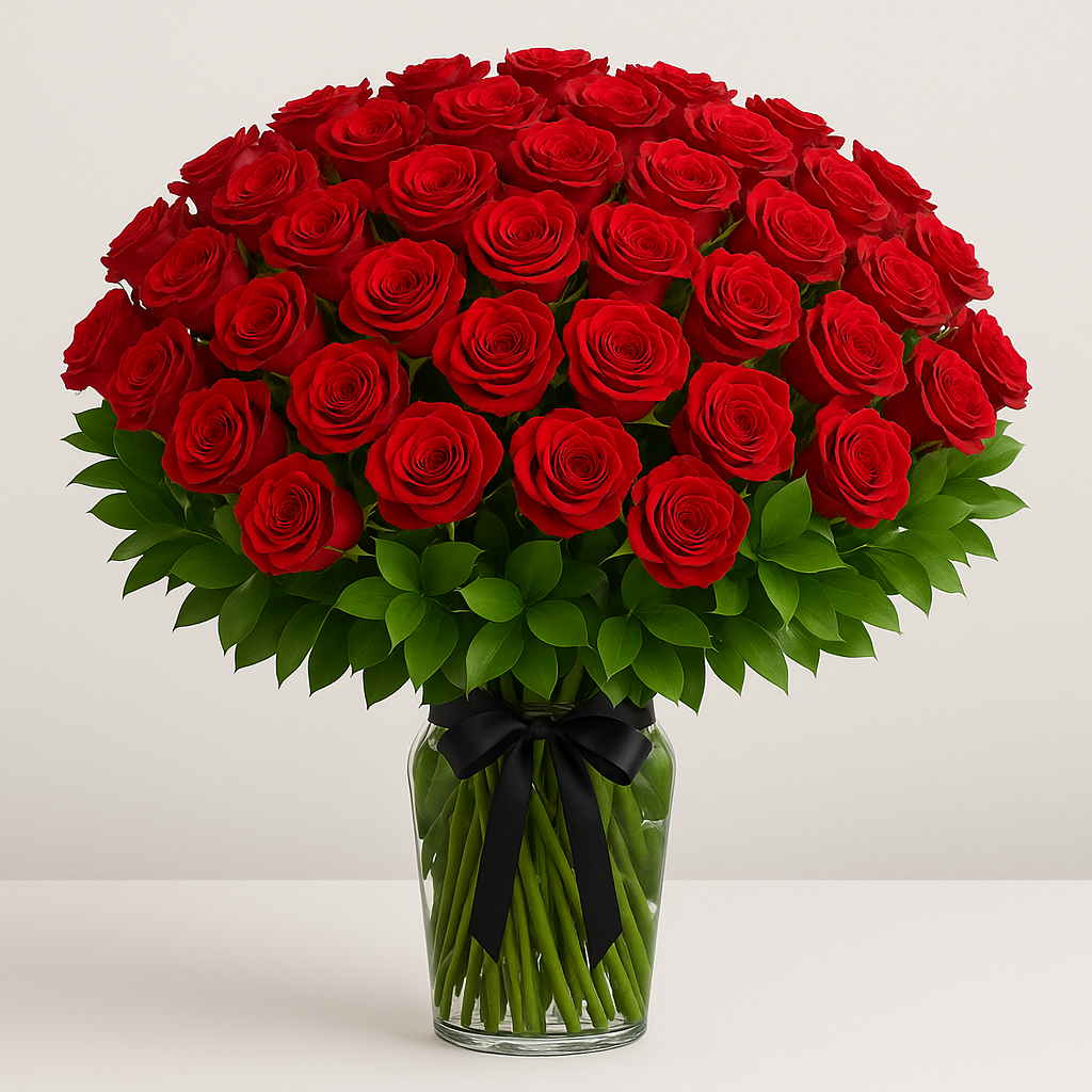 Long Stem Red Roses with Vase #Size_Grand