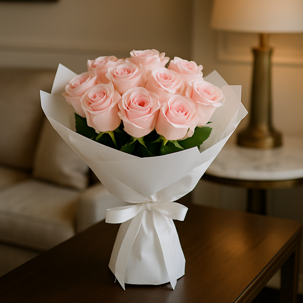 Luxury Pink Roses – Birthday Roses Hand-Tied Bouquet