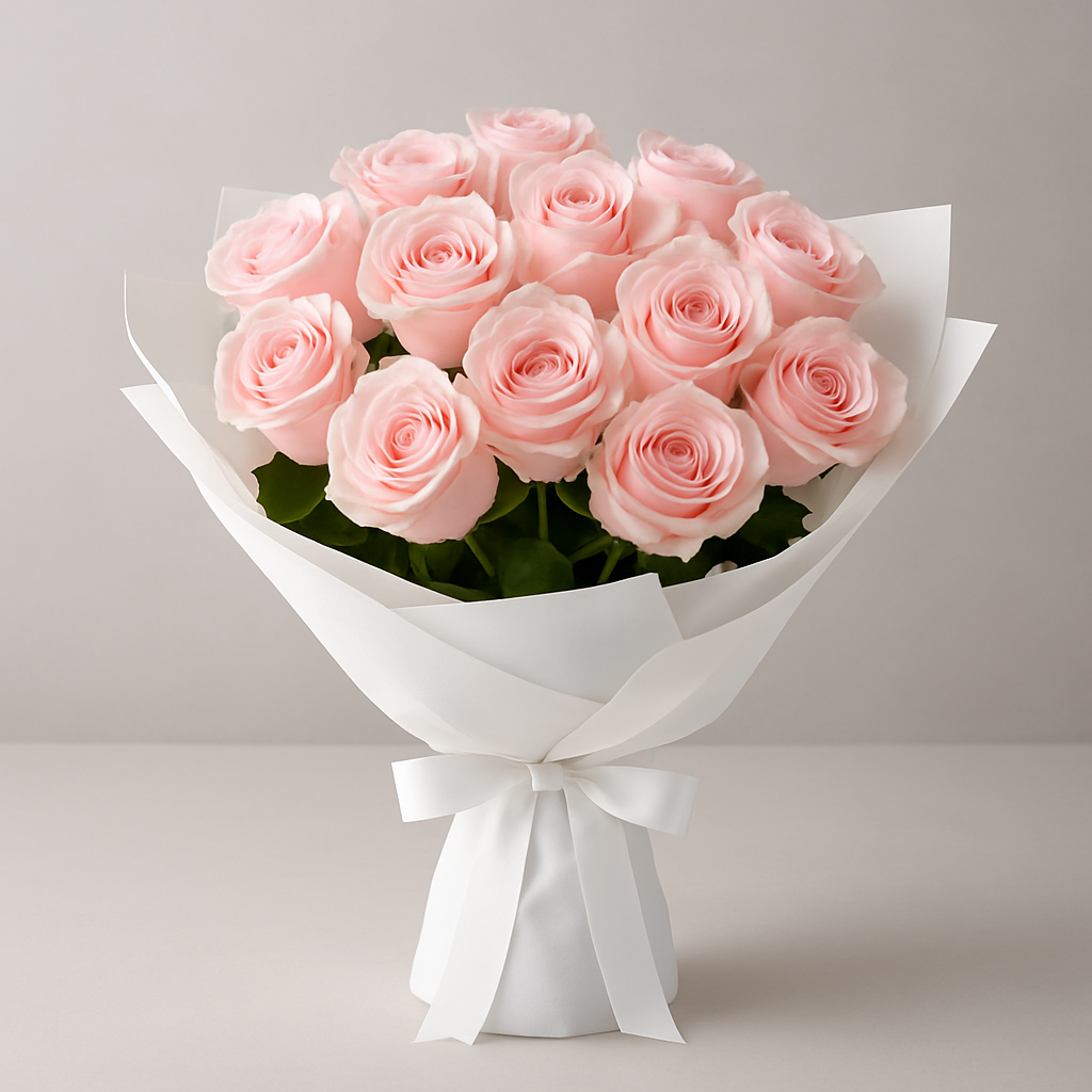 Luxury Pink Roses – Birthday Roses Hand-Tied Bouquet #How many roses?_20 Roses