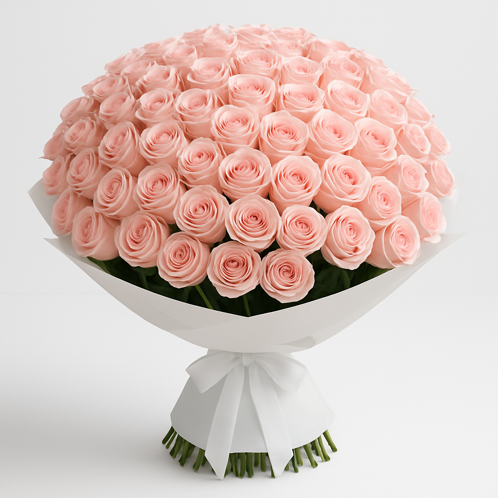 Luxury Pink Roses – Birthday Roses Hand-Tied Bouquet #How many roses?_60 Roses