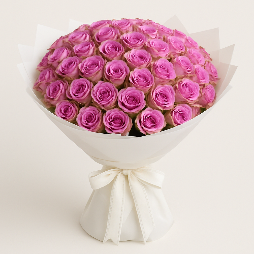 Luxury Purple Roses – Romantic Roses Bouquet #How many roses?_40 Roses
