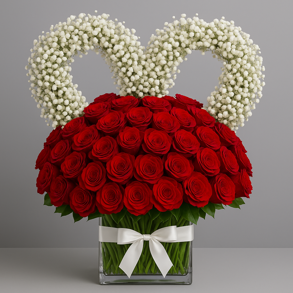 My Love Heart Red Roses Gift Arrangement #Size_Grand