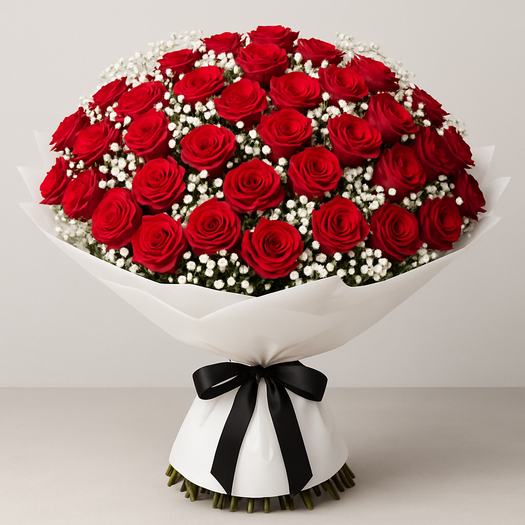 Premium Roses & Gypsophila #Size_Grand