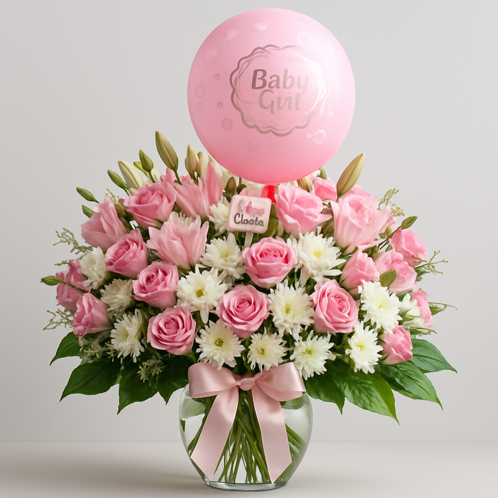 Pretty In Pink – Birthday Roses And Tulips Vase Arrangement #Size_Grand