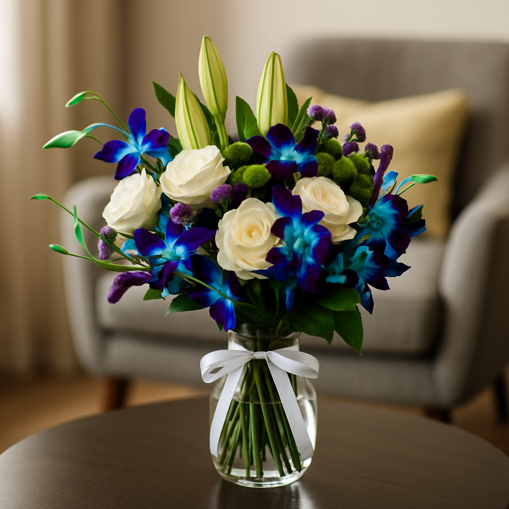 Simply Beautiful – Birthday Roses And Lilies Vase Arrangement