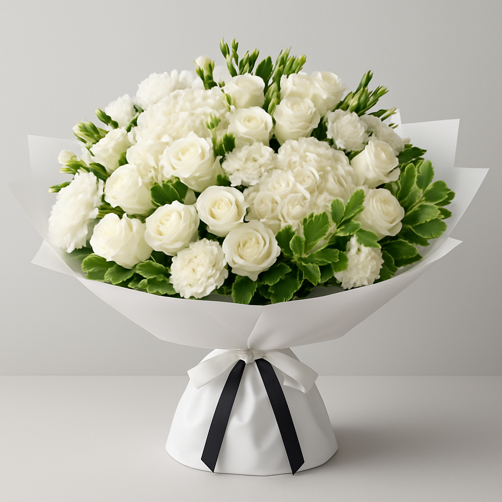 Soft Touch Bouquet – Elegant Roses And Hydrangea Hand-Tied Bouquet #Size_Deluxe