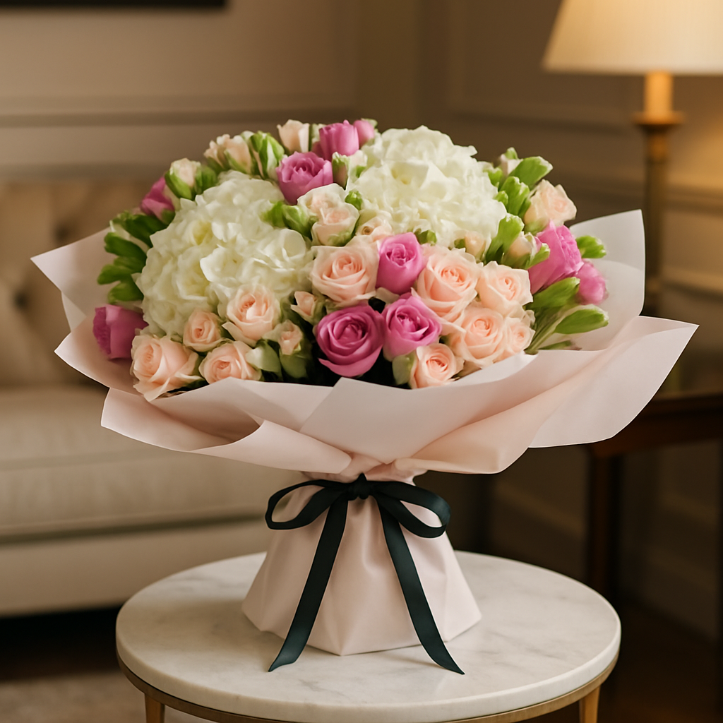 Solace of Pink – Birthday Spray Roses And Roses Bouquet