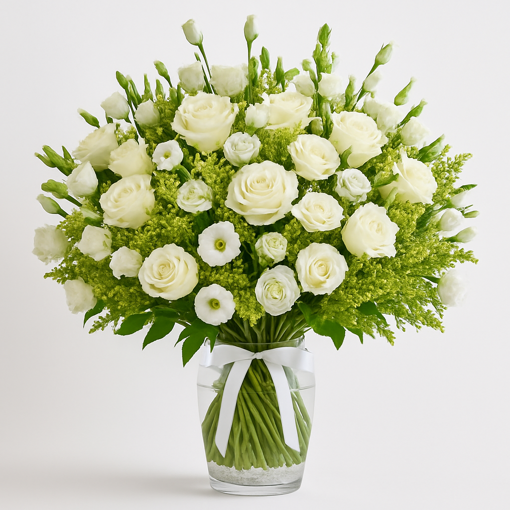 Summer Breeze – Birthday Roses And Tulips Vase Arrangement #Size_Grand
