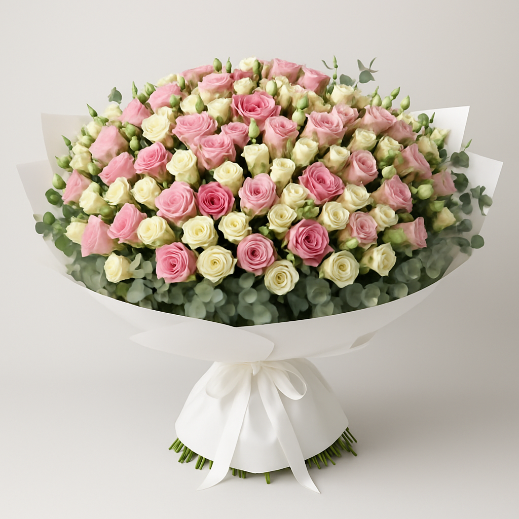 Timid Hope – Birthday Spray Roses And Roses Hand-Tied Bouquet #Size_Grand