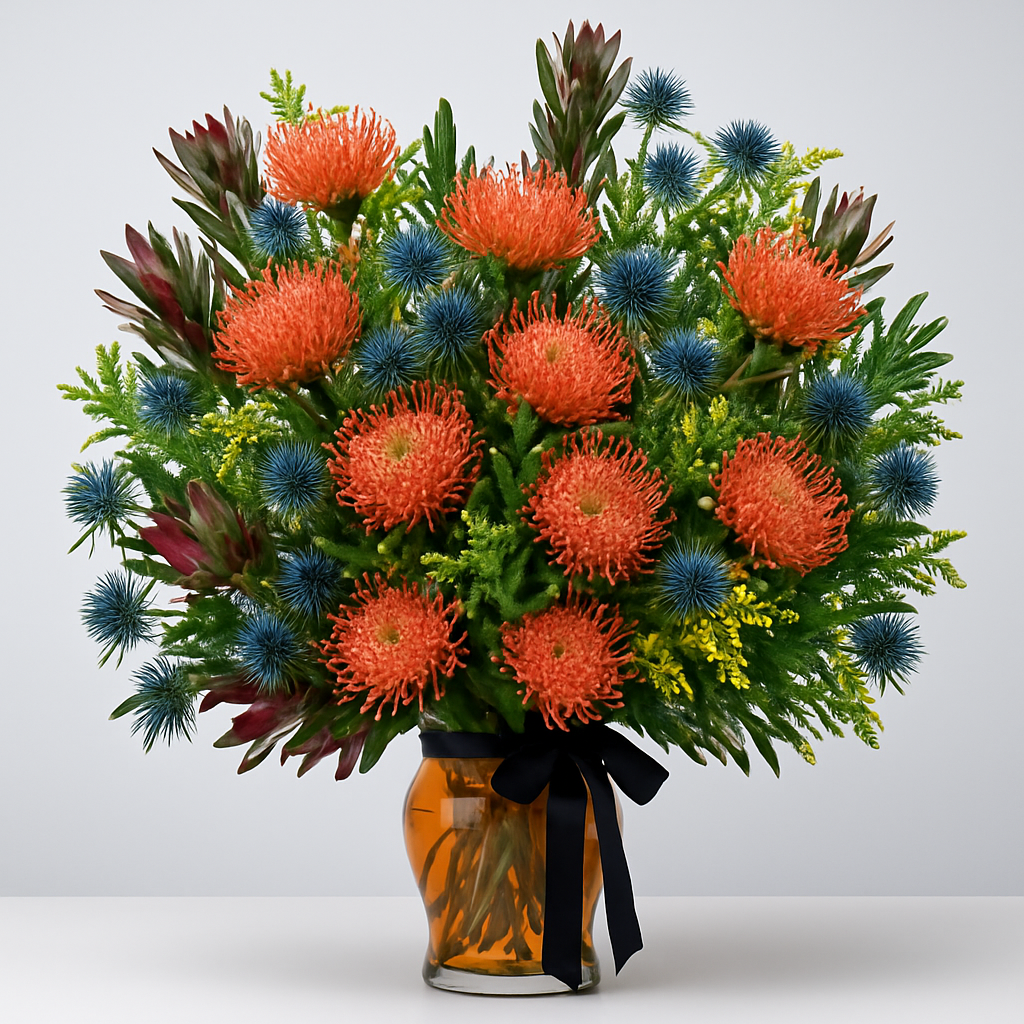 Totally Tropical – Birthday Red And Purple Flowers Vase Arrangement #Size_Grand