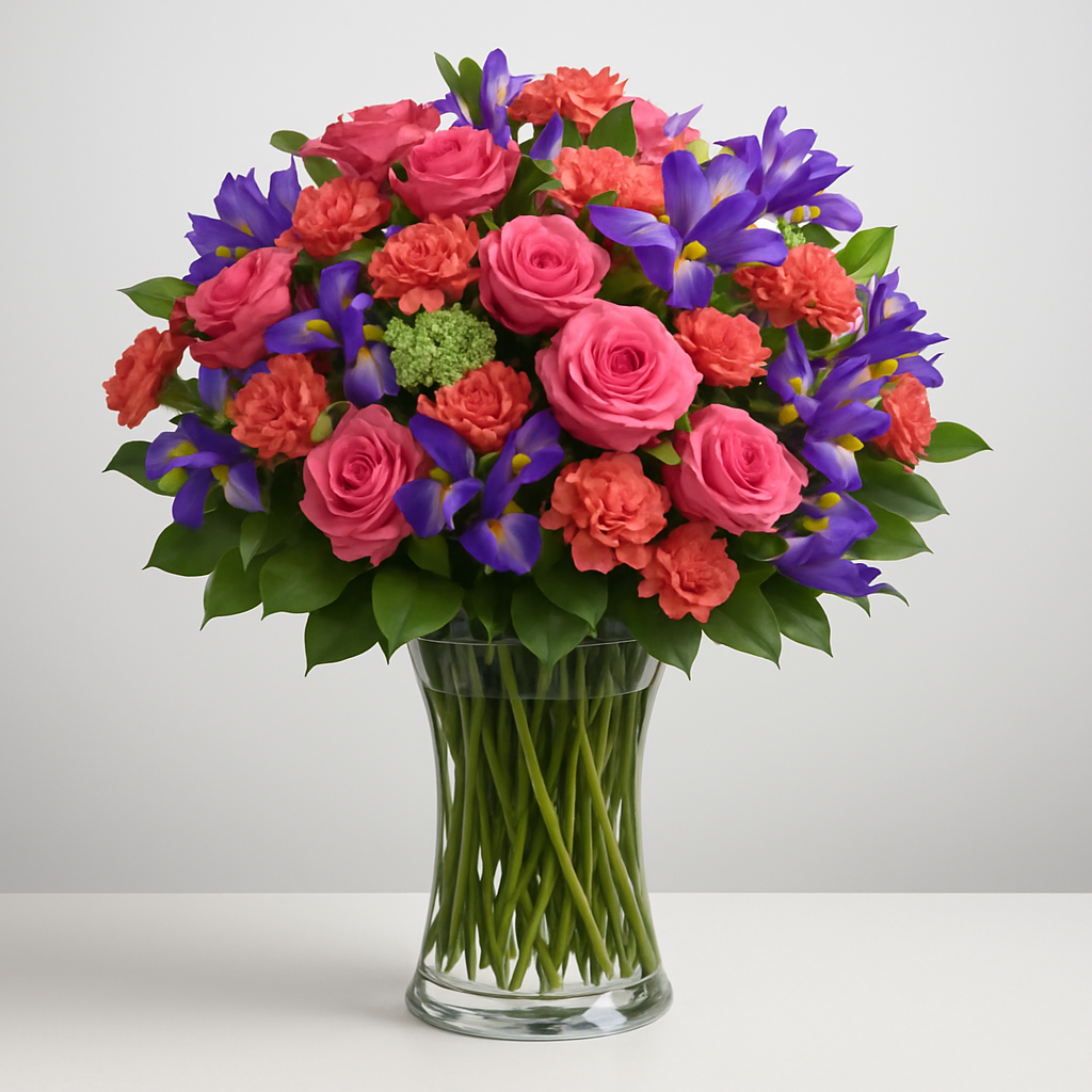 Tropical Breeze – Birthday Roses Vase Arrangement #Size_Grand