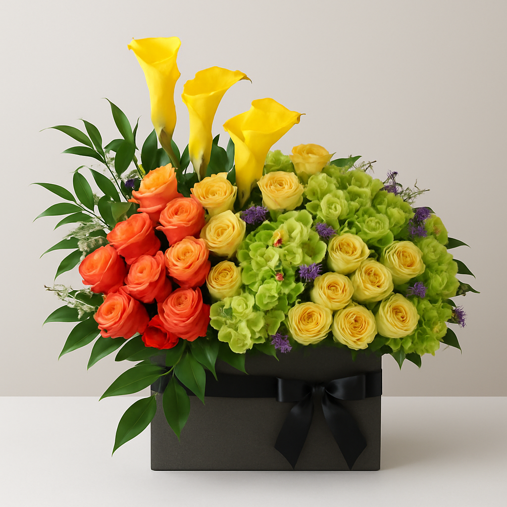 Tutti Frutti – Birthday Spray Roses And Roses Vase Arrangement #Size_Grand