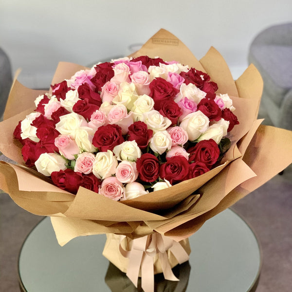 101 Premium Mixed Roses - Upscale and Posh - Same Day Flower Delivery Dubai