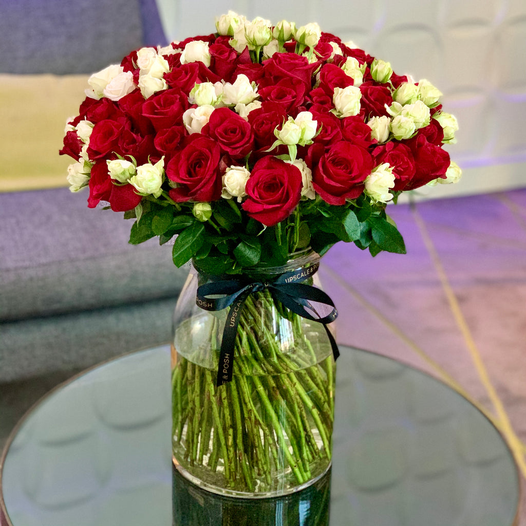 Large Luxury Fragrant Red and White Arrangement