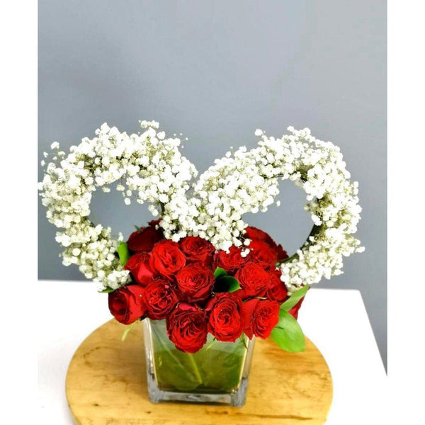 My Love Heart Red Roses Gift Arrangement - Upscale and Posh - Same Day Flower Delivery Dubai
