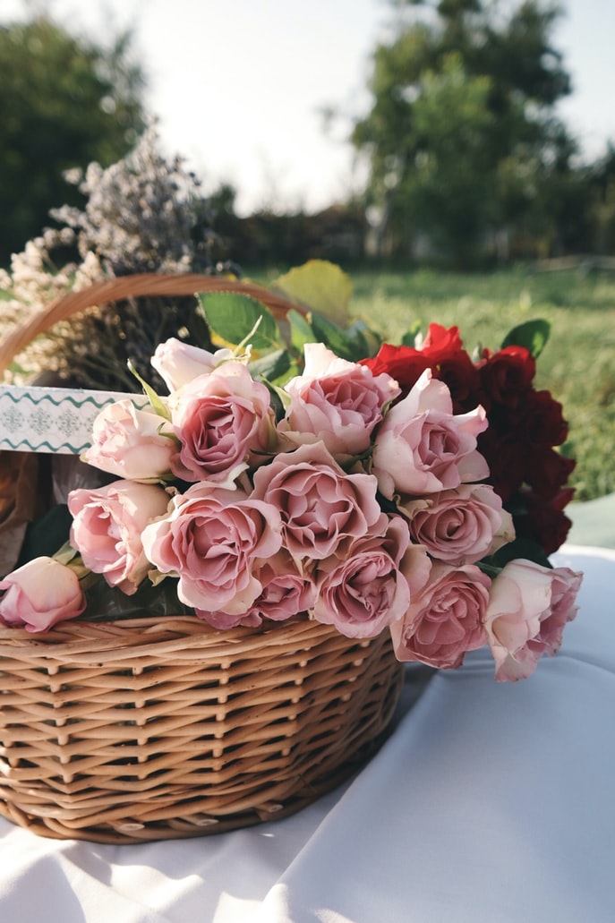 flowers in basket
