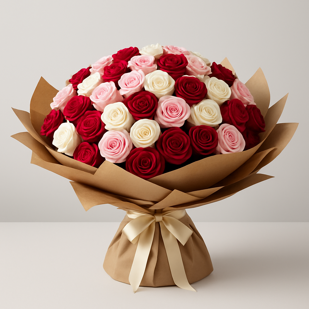 101 Premium Mixed Roses #Size_Classic