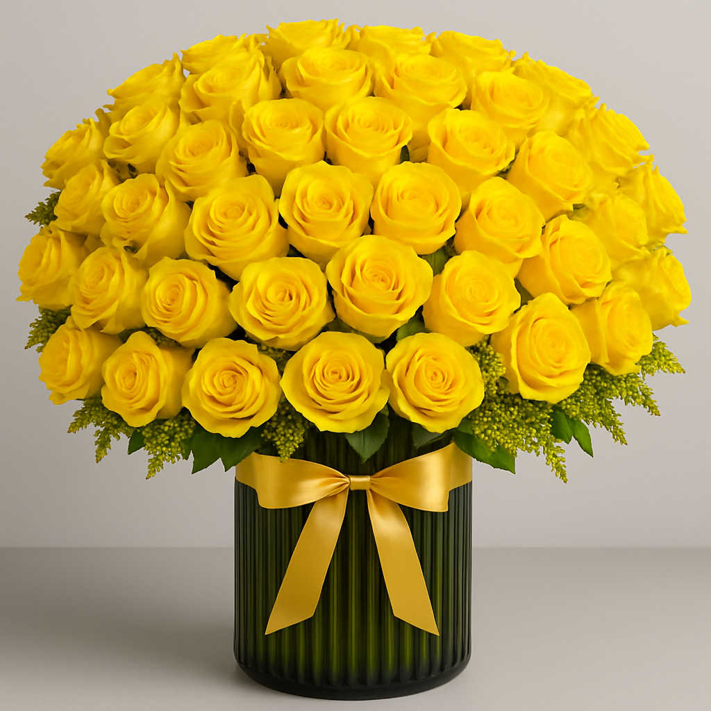 50 Signature Yellow Roses in a Vase #Size_Deluxe