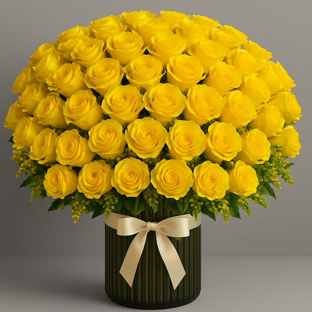 50 Signature Yellow Roses in a Vase #Size_Grand