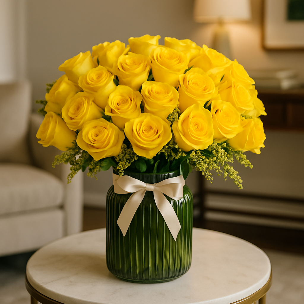 50 Signature Yellow Roses in a Vase