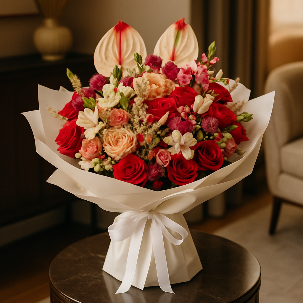 All You Need Is Love – Birthday Roses And Alstroemeria Bouquet