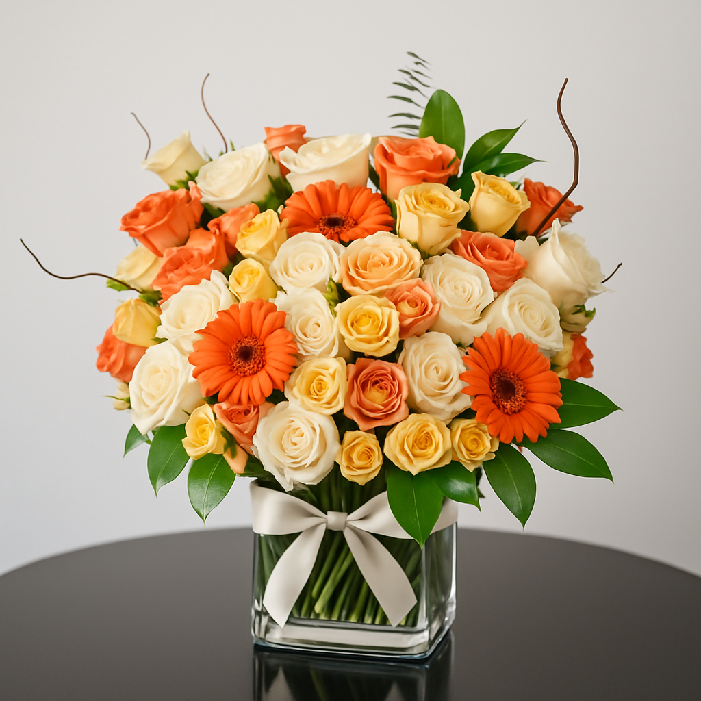 Arabian Jewel – Birthday Spray Roses And Roses Vase Arrangement #Size_Classic