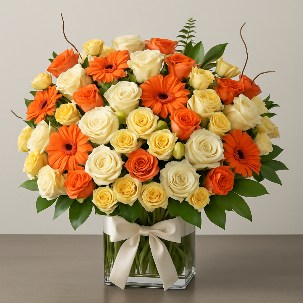 Arabian Jewel – Birthday Spray Roses And Roses Vase Arrangement #Size_Deluxe