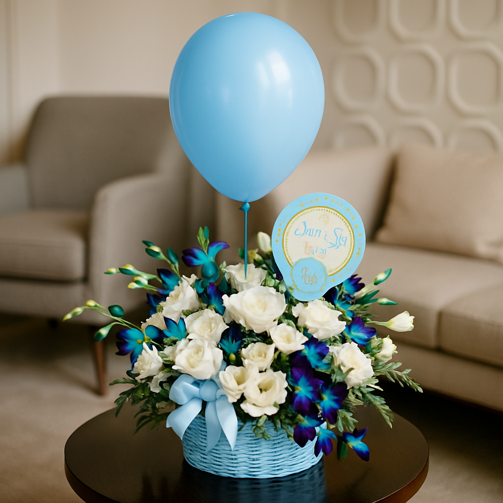 Baby Blue – Soft Roses And Orchids Gift Set