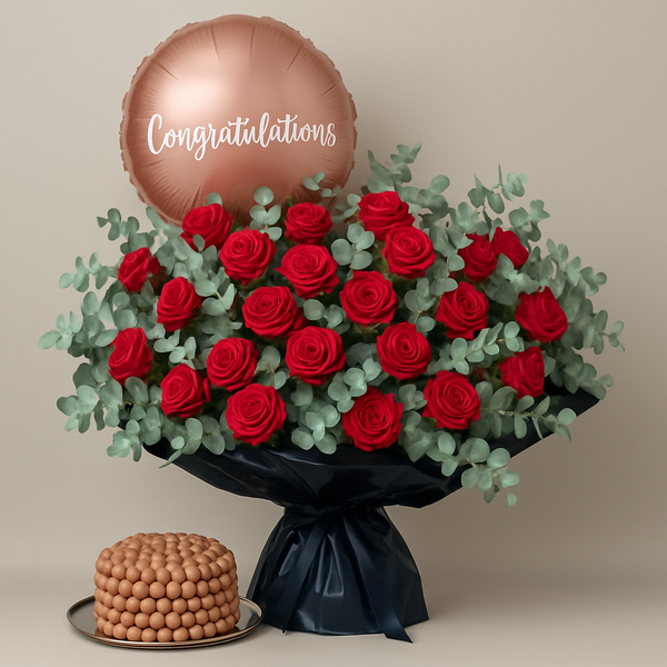 Be My Valentine Combo – Birthday Roses And Eucalyptus Gift Set