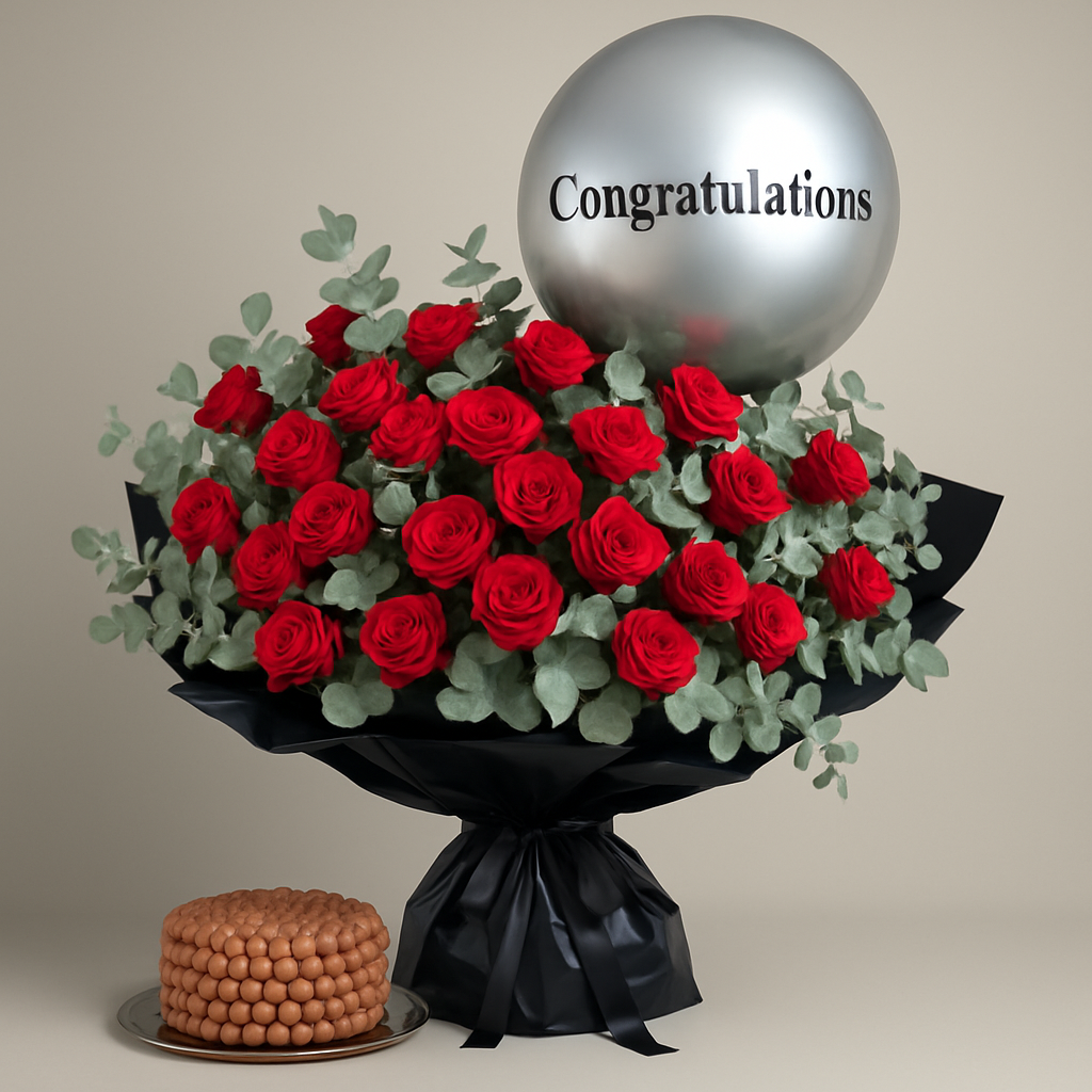Be My Valentine Combo – Birthday Roses And Eucalyptus Gift Set #Size_Grand