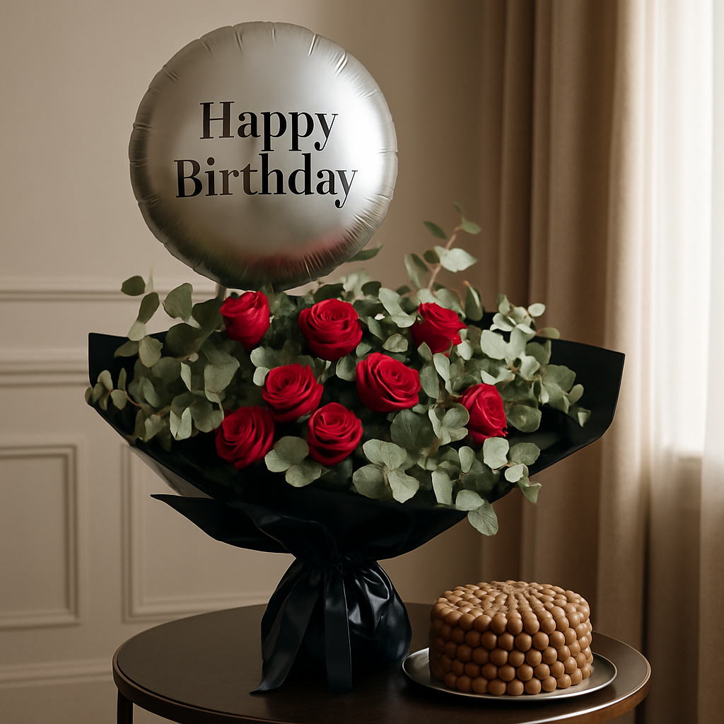 Be My Valentine Combo – Birthday Roses And Eucalyptus Gift Set