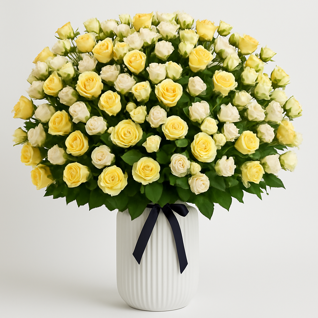 Beautiful Delights – Birthday Spray Roses And Roses Vase Arrangement #Size_Deluxe